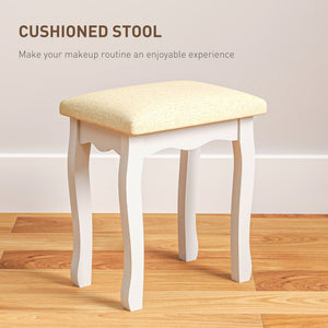 Dressing table with stool, 10 LED lights, 5 drawers and 3 compartments, white