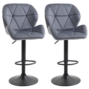 Set of 2 bar stools without armrests, grey