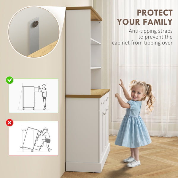 Storage unit, pantry, sideboard, china cabinet with drawers and cupboards, white