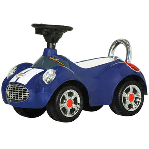 Toddler push car with music, horn, light, dark blue