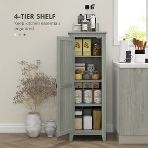 Storage cabinet with barn door and adjustable shelves, gray wood grain