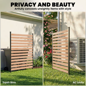Partition panel, no-dig, with fir wood boards and aluminum posts