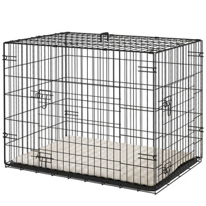 30-inch dog crate with 2 doors and soft cushion, black