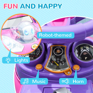 3-in-1 Push Car with Music, Light, Handle and Removable Canopy, Pink