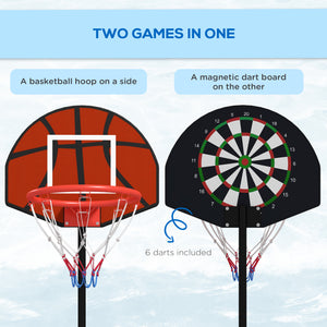 2-in-1 basketball hoop with basket and magnetic darts