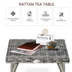 Square rattan coffee table with weather-resistant polyethylene coating