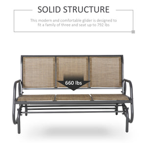 3-seater rocking chair, steel frame, fabric seat, brown