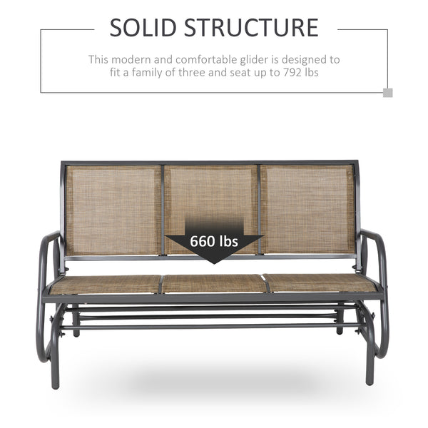 3-seater rocking chair, steel frame, fabric seat, brown