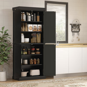Kitchen cabinet with 4 doors, black