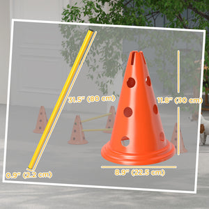 Set of agility cones and hurdles for dogs, orange