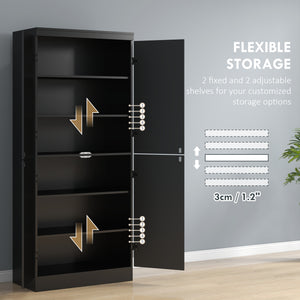 4-door storage unit with adjustable shelves, black