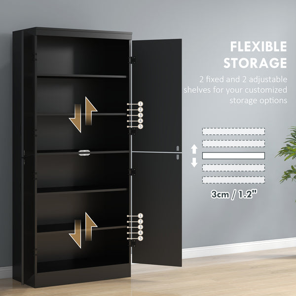4-door storage unit with adjustable shelves, black