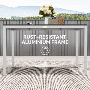 Dining table with rust-resistant aluminum frame, black