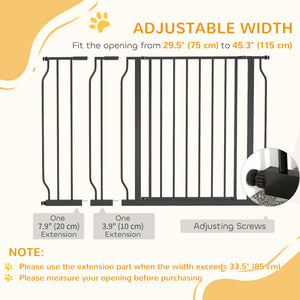 Pet Gate, Easy Installation, with Door and Double Locking System, Black