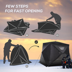 Pop-up ice fishing shelter for 4 people with carrying bag – Black