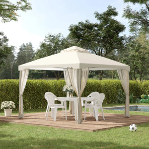 10 x 10 ft gazebo with steel frame and mosquito net, cream white