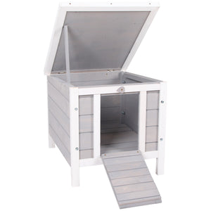 Wooden hutch with waterproof and openable asphalt roof, grey