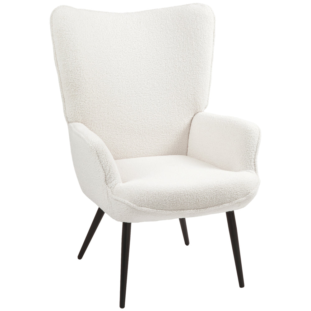 Sherpa Upholstered Wingback Accent Chair, Cream White