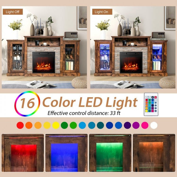 Meuble TV avec cheminée et lumières LED 16 couleurs pour téléviseurs jusqu'à 65 pouces