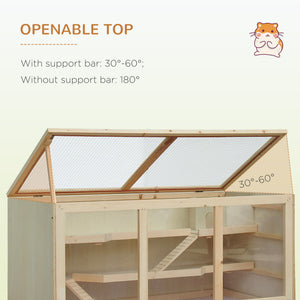 Wooden cage for hamsters and rats with slide and tray