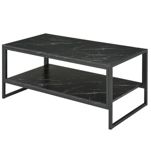 2-Tier Coffee Table with Storage Shelf Black