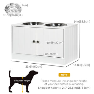 Raised dog bowls with stand and storage