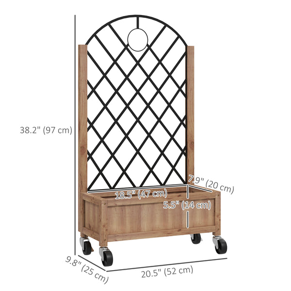 Raised planter with wire mesh, brown