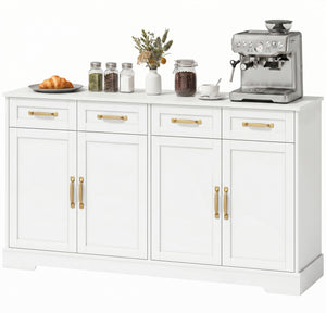 55" White 4-Door, 4-Drawer Buffet