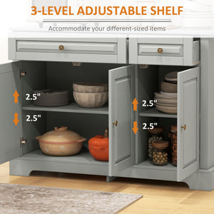 Modern buffet with 2 drawers and adjustable shelves, ideal for the dining room, gray.