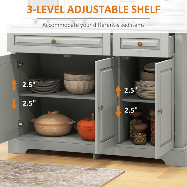 Modern buffet with 2 drawers and adjustable shelves, ideal for the dining room, gray.