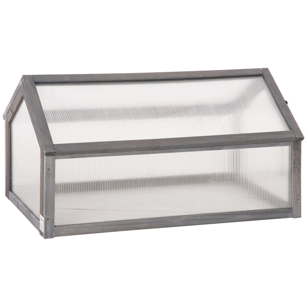 Portable raised wooden garden greenhouse with hinged lid