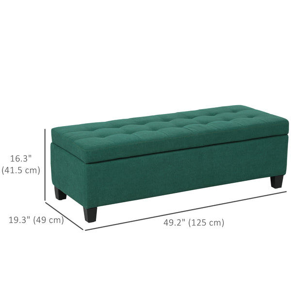Rectangular upholstered entryway bench, dark green
