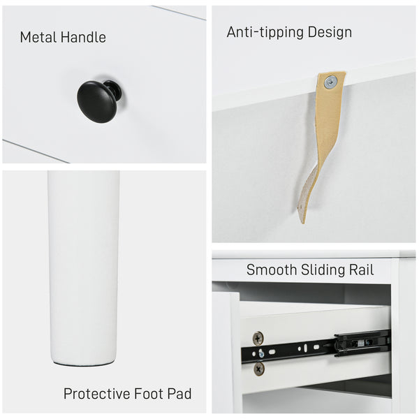 Set of two modern three-drawer bedside tables, white