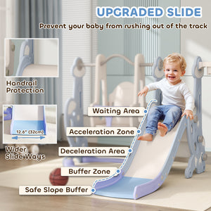4-in-1 Rocket Theme Slide and Swing Set, Light Blue