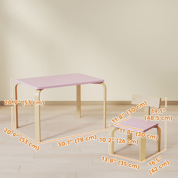 Table and 2 chairs set, pink