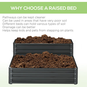 Two-tier raised planter in galvanized steel, dark grey 