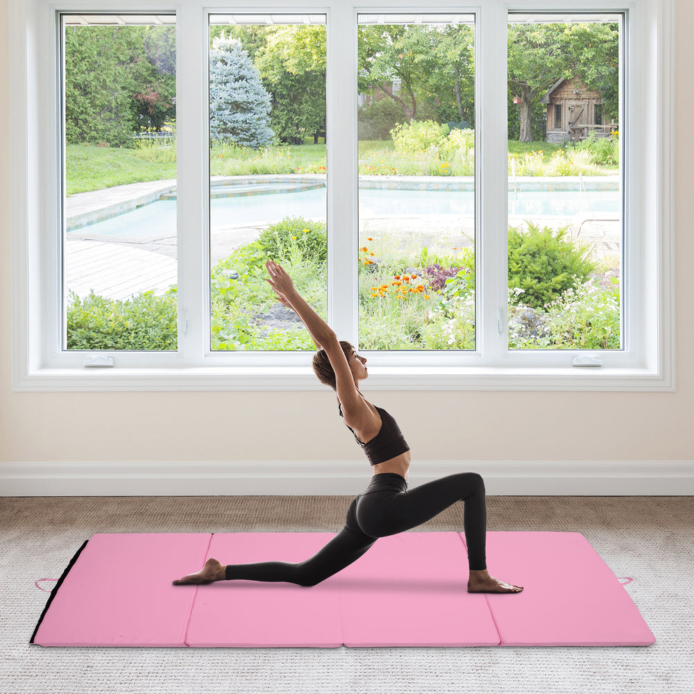 4'x6'x2'' Folding Gym Mat with Carry Handles, Pink
