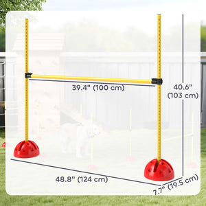 4-piece Obstacle Course with Height-Adjustable Jump Hurdle and Bag, Yellow