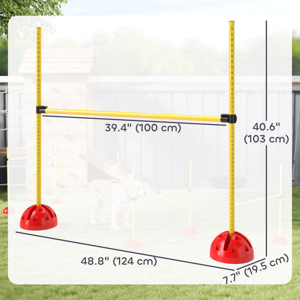 4-piece Obstacle Course with Height-Adjustable Jump Hurdle and Bag, Yellow