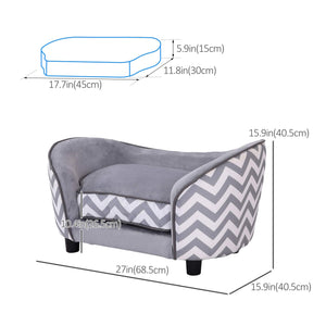 Raised Dog Sofa with Storage, Removable Cushion Cover, Grey