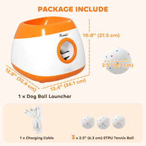 Automatic Dog Ball Launcher, Automatic Ball Launcher with 6 ETPU Balls, 26-79ft, for Medium and Large Dogs, Orange