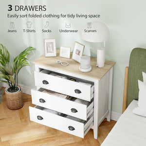 3-drawer bedroom dresser with silent slides, white