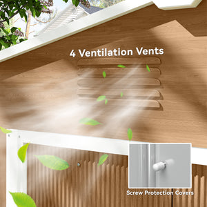 Metal garden shed with lockable sliding doors and ventilation