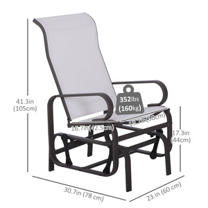 Outdoor Mesh Glider Swing Chair Patio Garden Rocking Gliding Seat Yard Porch Furniture, Brown Beige