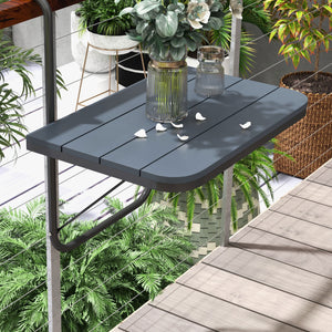 Outdoor hanging table, adjustable balcony table, black