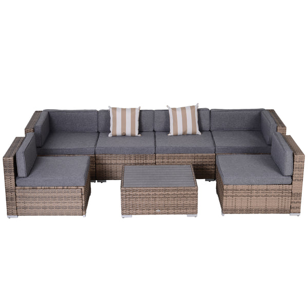 7-piece furniture set in woven resin, grey