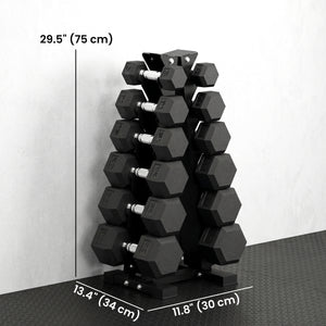 5–30 lb Hex Dumbbell Set with Vertical Storage Rack