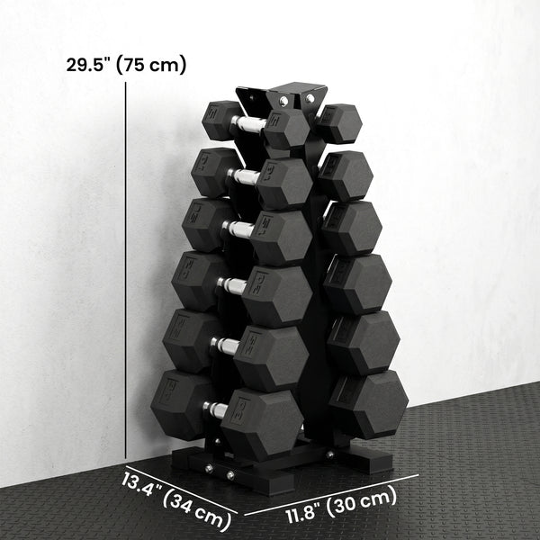 5–30 lb Hex Dumbbell Set with Vertical Storage Rack