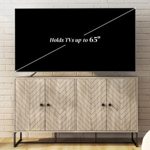 Sideboard with 2 adjustable shelves and steel base, bar cabinet for living room, oak