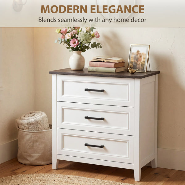 3-drawer chest for bedroom, white